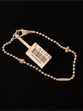 LAGOS Silver Beaded Bracelet with Gold Accents